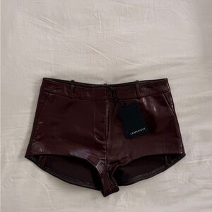 LAMARQUE Burgundy Leather Micro Shorts